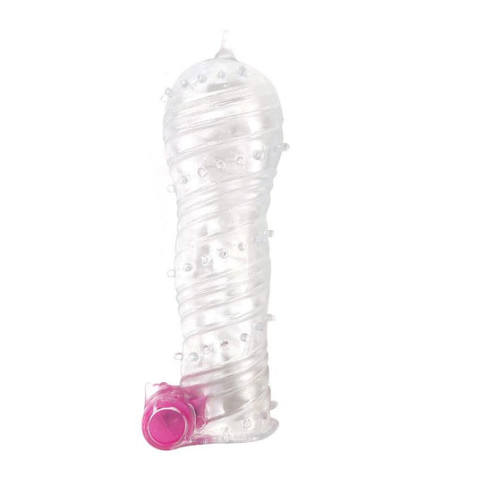 A-GUSTO - FUNDA PARA EL PENE TEXTURIZADA CON BALA VIBRADORA TRANSPARENTE