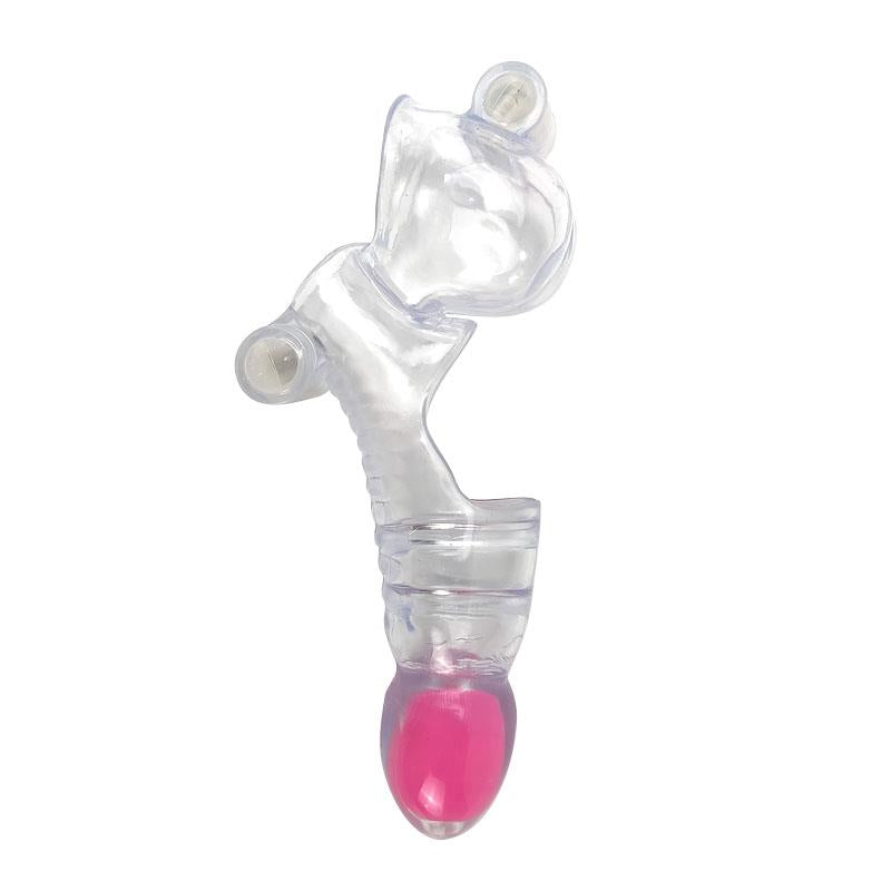 A-GUSTO - FUNDA PARA EL PENE Y TESTÍCULOS 3 BALAS VIBRADORAS TRANSPARENTE
