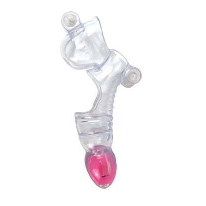 A-GUSTO - FUNDA PARA EL PENE Y TESTÍCULOS 3 BALAS VIBRADORAS TRANSPARENTE