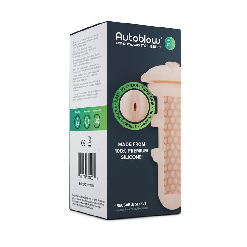 AUTOBLOW - FUNDA SILICONA DE VAGINA PARA AUTOBLOW A.I.