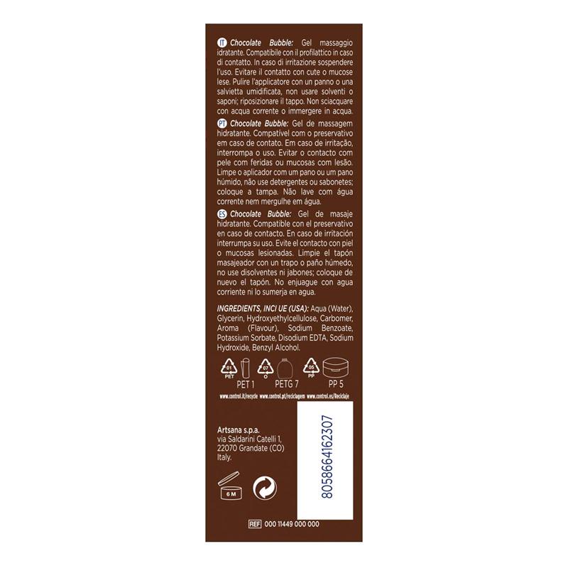 CONTROL - GEL DE MASAJE BUBBLE CHOCOLATE 200 ML