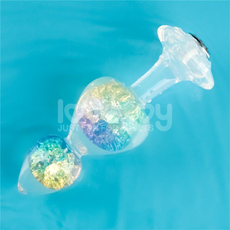 LOVETOY - GEMORIA PLUG ANAL DE SILICONA CON CENTRO DE CRISTAL MULTICOLOR