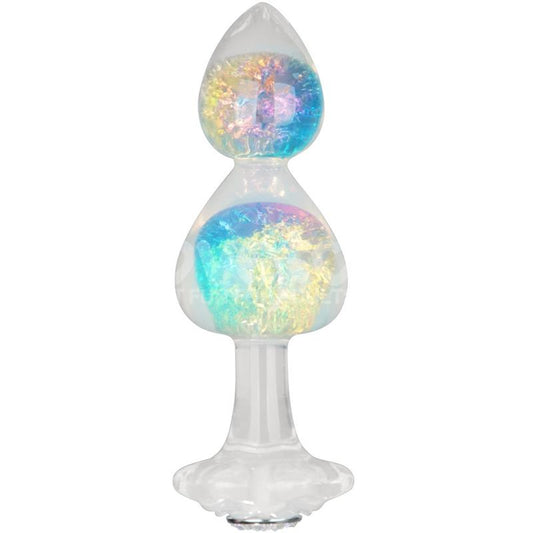 LOVETOY - GEMORIA PLUG ANAL DE SILICONA CON CENTRO DE CRISTAL MULTICOLOR