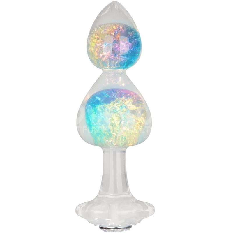 LOVETOY - GEMORIA PLUG ANAL DE SILICONA CON CENTRO DE CRISTAL MULTICOLOR