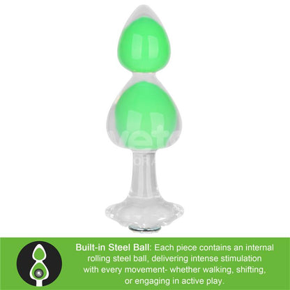 LOVETOY - GEMORIA PLUG ANAL SILICONA BOLA INTERNA ACERO BRILLA EN LA OSCURIDAD