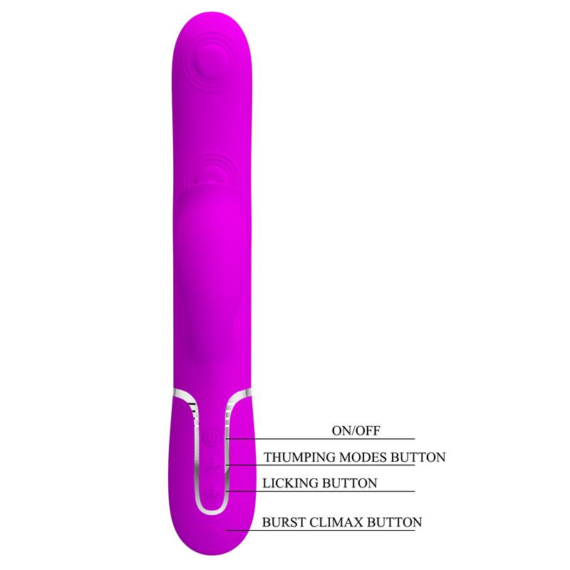 PRETTYLOVE - GIGI VIBRADOR CON LICKING Y THUMPING FUCSIA