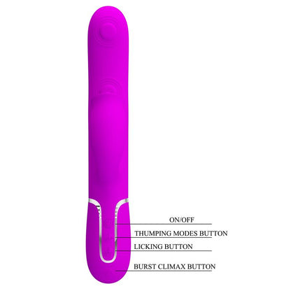 PRETTYLOVE - GIGI VIBRADOR CON LICKING Y THUMPING FUCSIA
