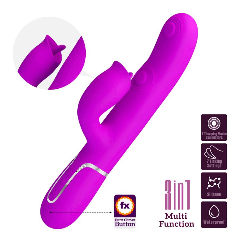 PRETTYLOVE - GIGI VIBRADOR CON LICKING Y THUMPING FUCSIA