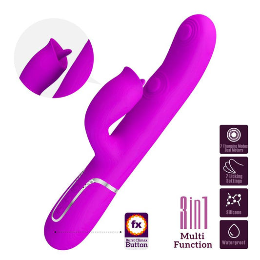 PRETTYLOVE - GIGI VIBRADOR CON LICKING Y THUMPING FUCSIA
