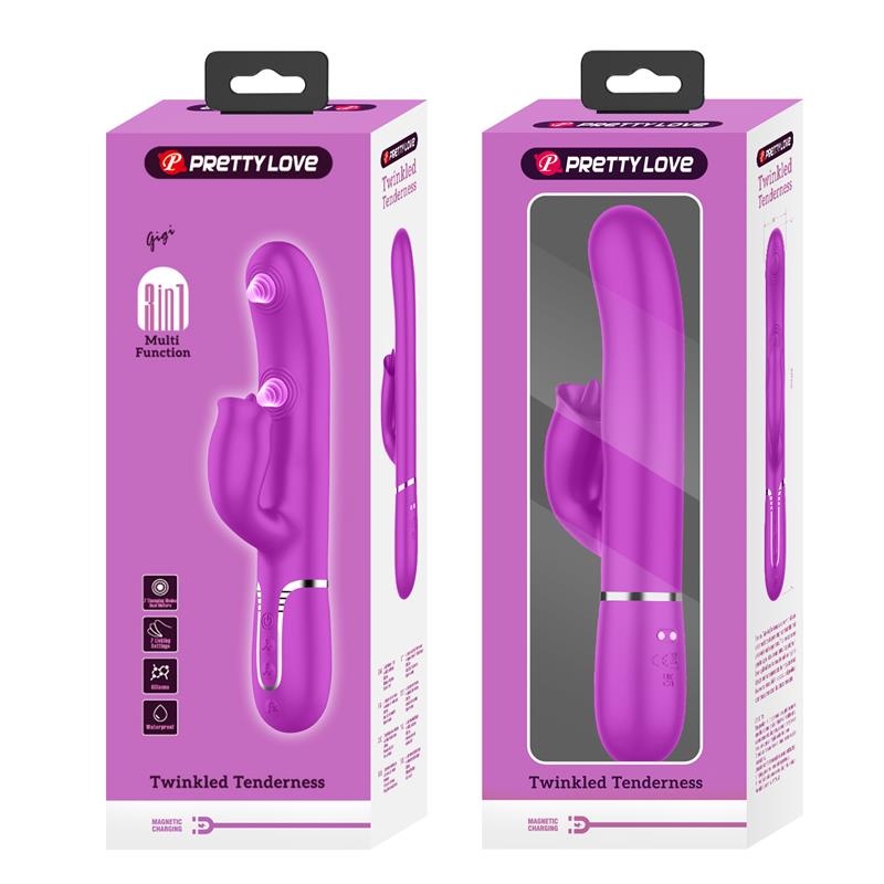 PRETTYLOVE - GIGI VIBRADOR CON LICKING Y THUMPING FUCSIA
