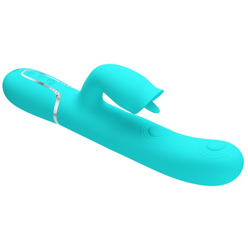 PRETTYLOVE - GIGI VIBRADOR CON LICKING Y THUMPING TURQUESA