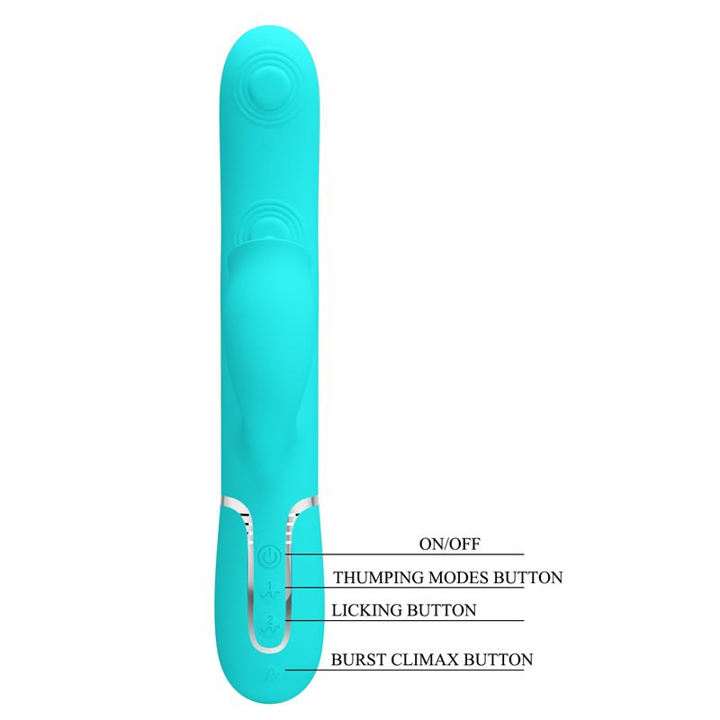 PRETTYLOVE - GIGI VIBRADOR CON LICKING Y THUMPING TURQUESA