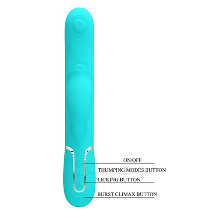 PRETTYLOVE - GIGI VIBRADOR CON LICKING Y THUMPING TURQUESA
