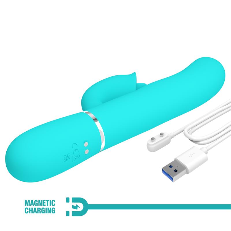 PRETTYLOVE - GIGI VIBRADOR CON LICKING Y THUMPING TURQUESA