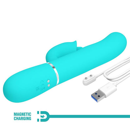 PRETTYLOVE - GIGI VIBRADOR CON LICKING Y THUMPING TURQUESA