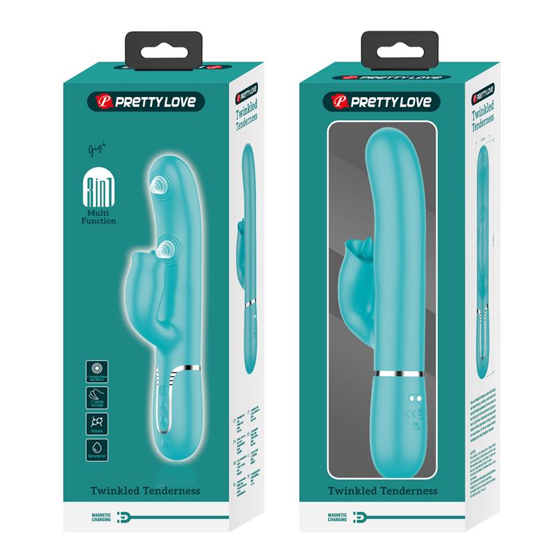 PRETTYLOVE - GIGI VIBRADOR CON LICKING Y THUMPING TURQUESA