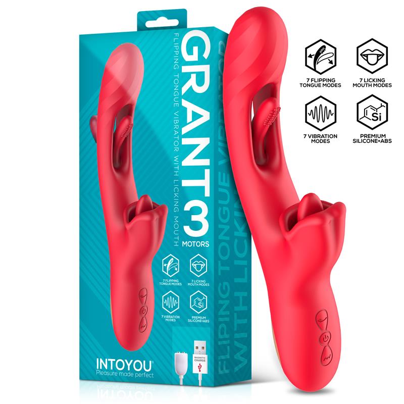 INTENSE - JESSICA VIBRADOR MULTIFUNCIÓN ESTIMULACIÓN CLÍTORIS 24.8 CM ROJO