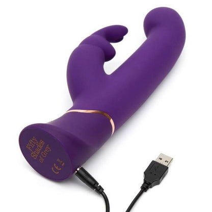 FIFTY SHADES OF GREY - GREEDY GIRL VIBRADOR CON MOVIMIENTO ESTIMULADOR PUNTO G Y RABBIT PÚRPURA