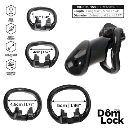 DOMLOCK - GUARD JAULA PARA EL PENE CON CANDADO INTERNO TALLA M