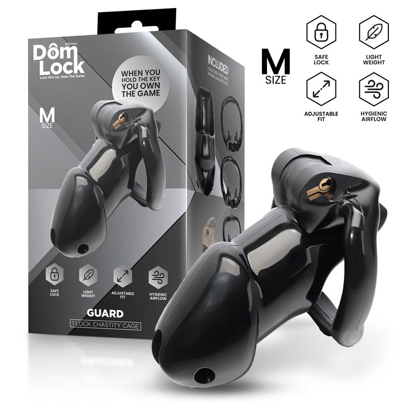 DOMLOCK - GUARD JAULA PARA EL PENE CON CANDADO INTERNO TALLA M