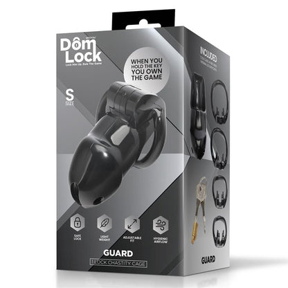DOMLOCK - GUARD JAULA PARA EL PENE CON CANDADO INTERNO TALLA S