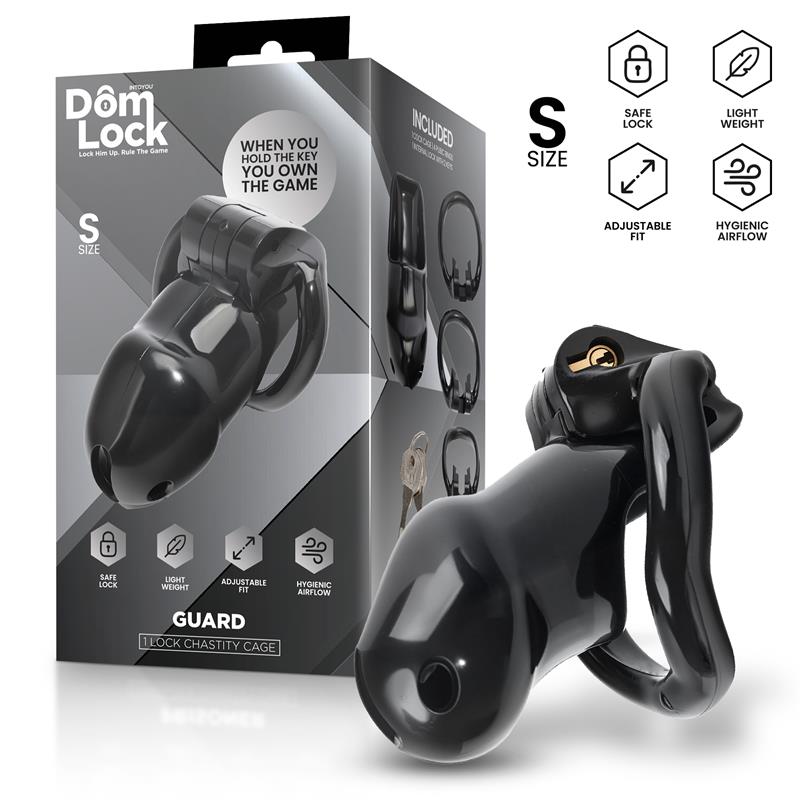 DOMLOCK - GUARD JAULA PARA EL PENE CON CANDADO INTERNO TALLA S