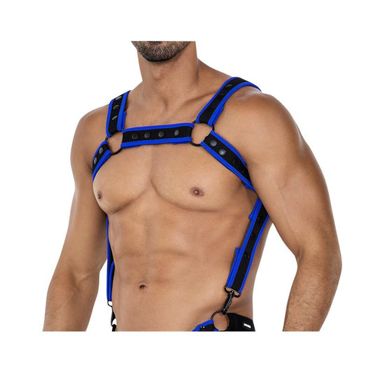 CUT4MEN - H4RNESS05 ARNÉS DE PECHO NEON AZUL ELÉCTRICO TALLA ÚNICA