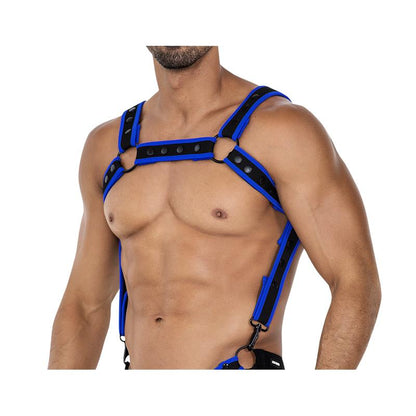 CUT4MEN - H4RNESS05 ARNÉS DE PECHO NEON AZUL ELÉCTRICO TALLA ÚNICA