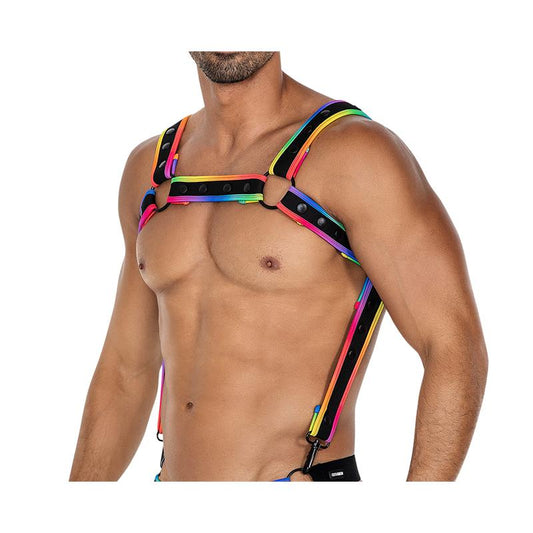 CUT4MEN - H4RNESS05 ARNÉS DE PECHO NEON MULTICOLOR TALLA ÚNICA