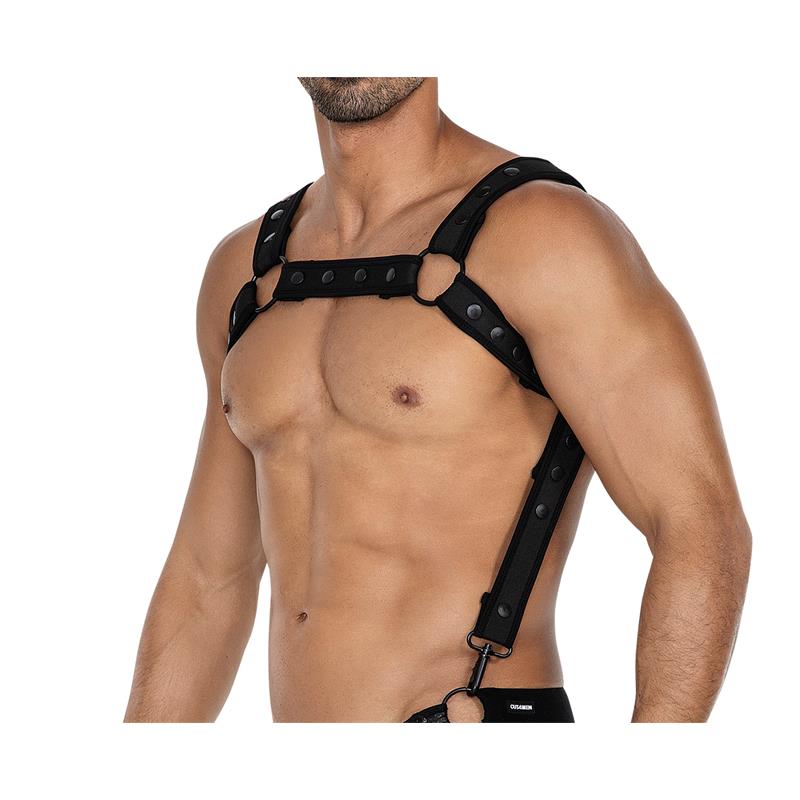 CUT4MEN - H4RNESS05 ARNÉS DE PECHO NEON NEGRO TALLA ÚNICA