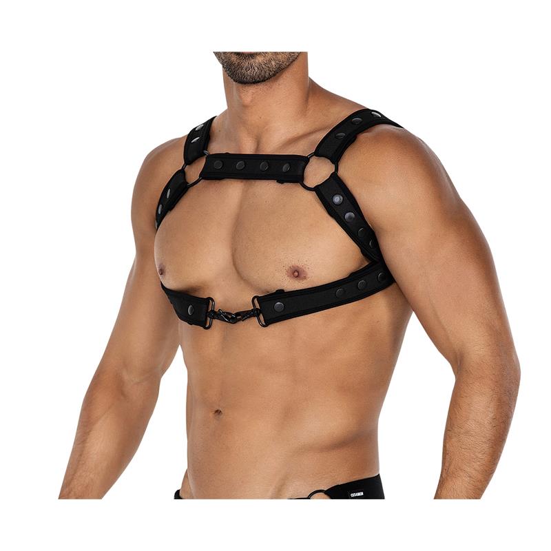 CUT4MEN - H4RNESS05 ARNÉS DE PECHO NEON NEGRO TALLA ÚNICA