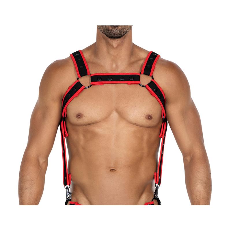CUT4MEN - H4RNESS05 ARNÉS DE PECHO NEON ROJO TALLA ÚNICA
