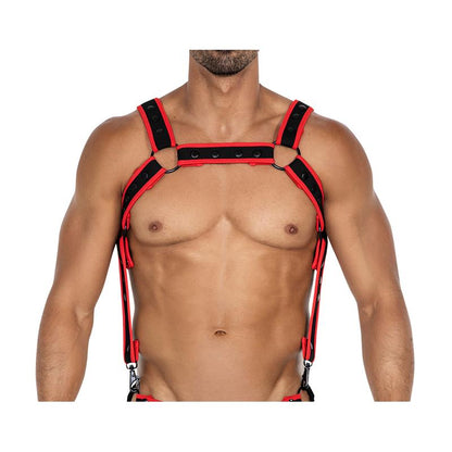 CUT4MEN - H4RNESS05 ARNÉS DE PECHO NEON ROJO TALLA ÚNICA