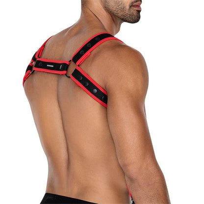 CUT4MEN - H4RNESS05 ARNÉS DE PECHO NEON ROJO TALLA ÚNICA