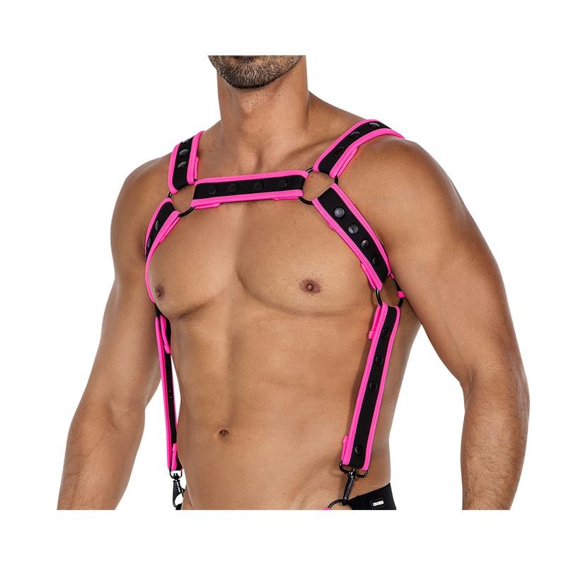 CUT4MEN - H4RNESS05 ARNÉS DE PECHO NEON ROSA TALLA ÚNICA