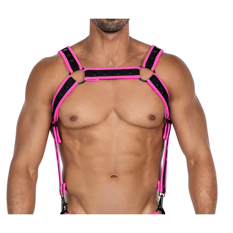 CUT4MEN - H4RNESS05 ARNÉS DE PECHO NEON ROSA TALLA ÚNICA