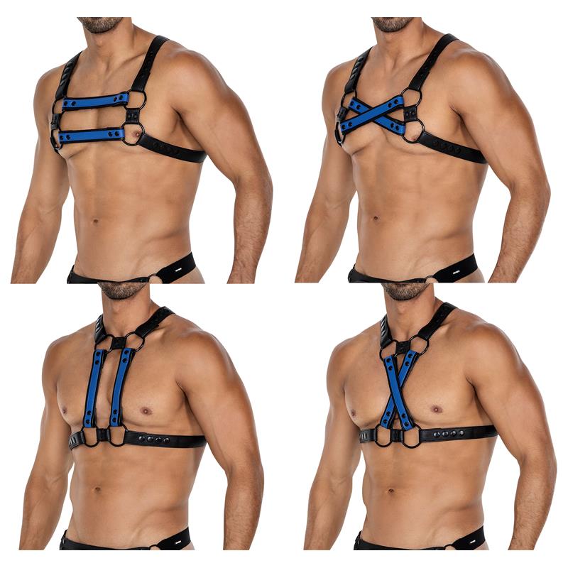 CUT4MEN - H4RNESS06 ARNÉS DE PECHO 4WAY AZUL TALLA ÚNICA