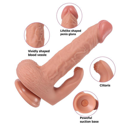 SHEQU - HAYDON DILDO CON 20 MODOS DE VIBRACIÓN Y ESTIMULADOR DE CLÍTORIS