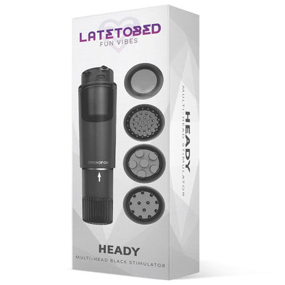 LATETOBED - HEADY ESTIMULADOR CON 4 CABEZALES NEGRO