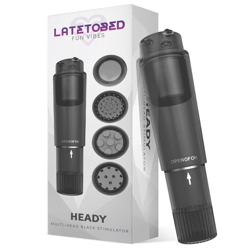 LATETOBED - HEADY ESTIMULADOR CON 4 CABEZALES NEGRO