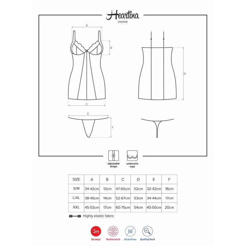 OBSESSIVE - HEARTINA CHEMISE Y TANGA COLOR