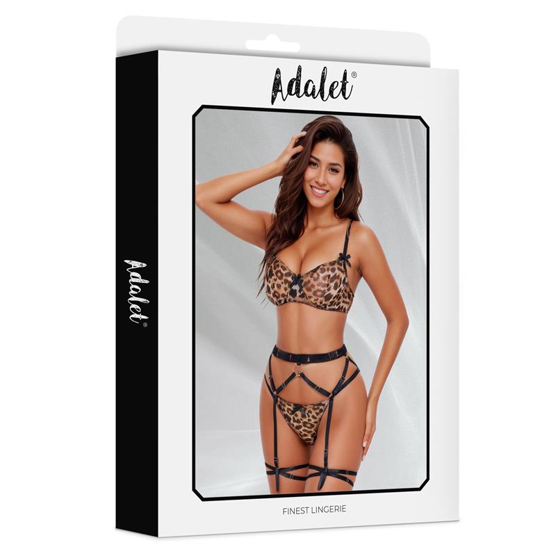 ADALET LINGERIE - HELENA SET DE SUJETADOR, TANGA, LIGUERO Y LIGA