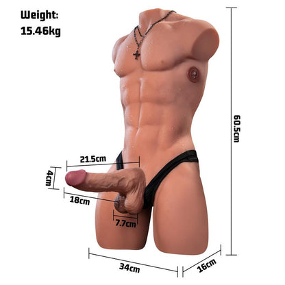 XISE - HENRY TORSO CON DILDO DESMONTABLE, THRUSTING Y APP 15,7 KG