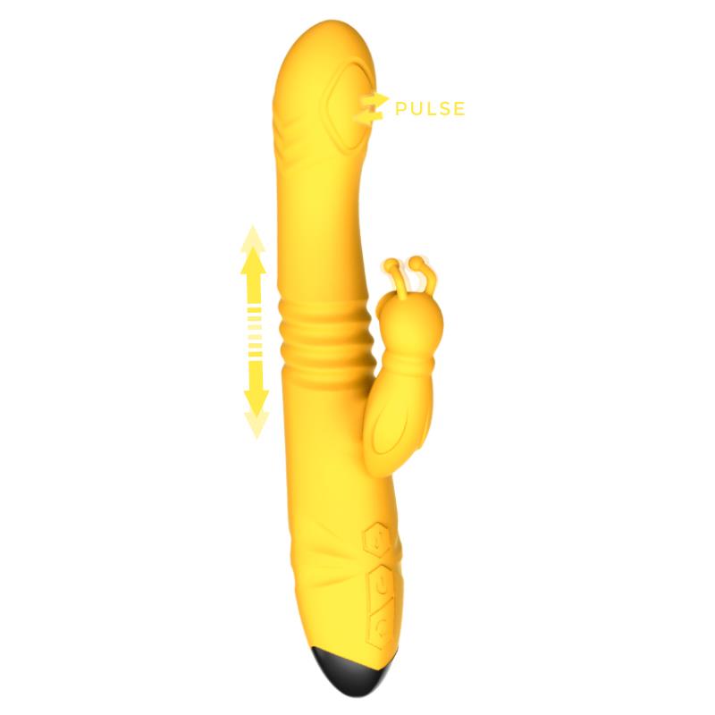 INTENSE - TOKY VIBRADOR MULTIFUNCIÓN RECARGABLE UP & DOWN CON ESTIMULADOR DE CLITORIS AMARILLO