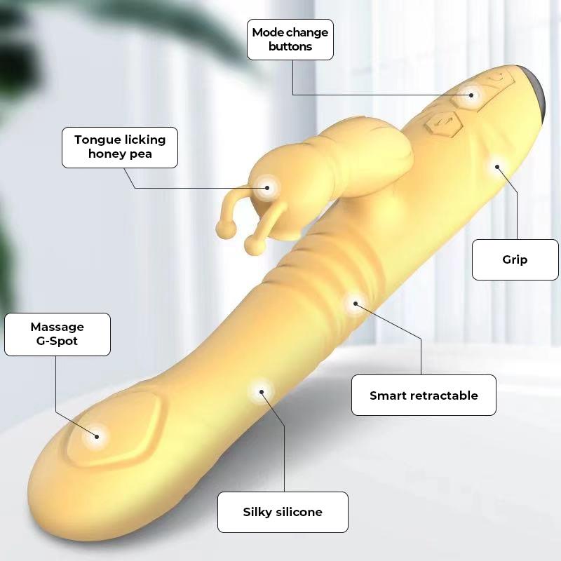 INTENSE - TOKY VIBRADOR MULTIFUNCIÓN RECARGABLE UP & DOWN CON ESTIMULADOR DE CLITORIS AMARILLO