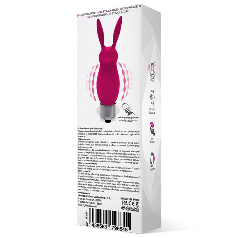 LATETOBED - HOPYE BALA VIBRADORA CONEJITO SILICONA ROSA