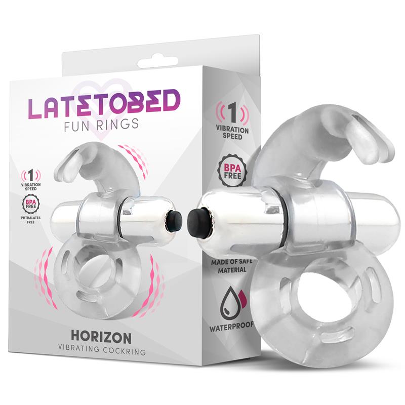 LATETOBED - HORIZON ANILLO VIBRADOR CON CONEJITO TRANSPARENTE
