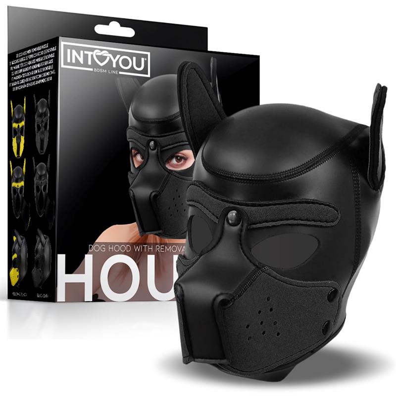 INTOYOU BDSM LINE - HOUND MÁSCARA DE PERRO NEOPRENO HOCICO EXTRAÍBLE NEGRO TALLA ÚNICA