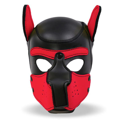 INTOYOU BDSM LINE - HOUND MÁSCARA DE PERRO NEOPRENO HOCICO EXTRAÍBLE NEGRO/ROJO TALLA ÚNICA