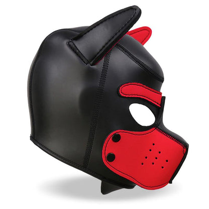 INTOYOU BDSM LINE - HOUND MÁSCARA DE PERRO NEOPRENO HOCICO EXTRAÍBLE NEGRO/ROJO TALLA ÚNICA